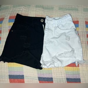 Half black & White Jean Shorts